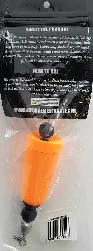 Four Horsemen Tackle 3in Concave Popper Cork Orange