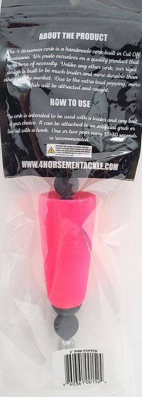 Four Horsemen Tackle 3in Concave Popper Cork Pink