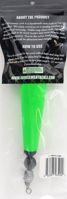 Four Horsemen Tackle 4in Concave Popper Cork Green