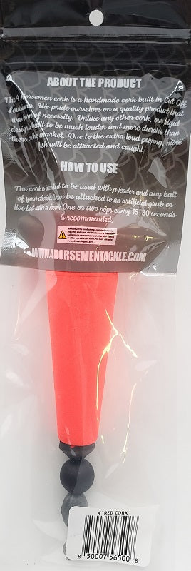 Four Horsemen Tackle 4in Concave Popper Cork Red