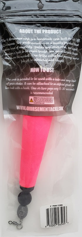 Four Horsemen Tackle 5in Concave Popper Cork Pink