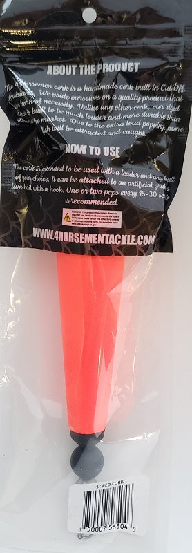 Four Horsemen Tackle 5in Concave Popper Cork Red