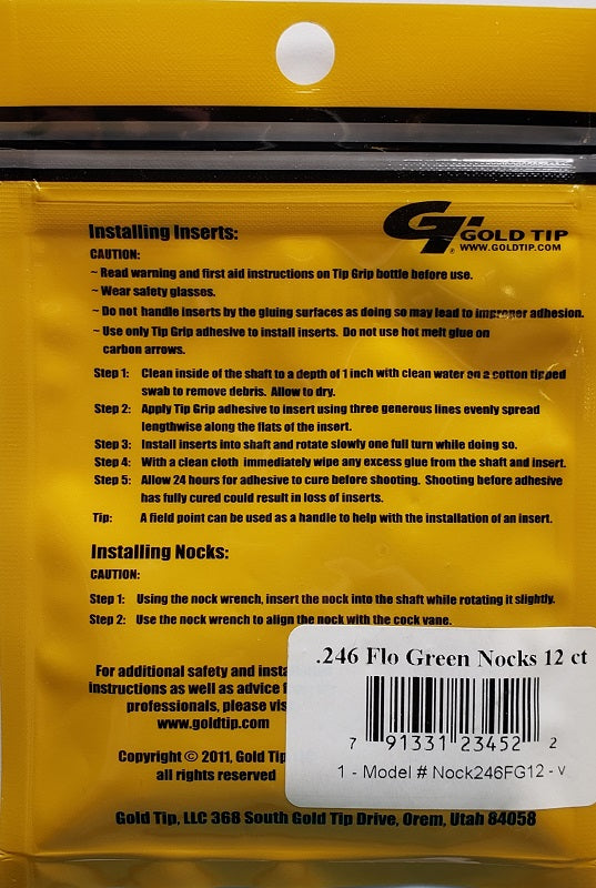Gold Tip Premium Arrow Components NOCK246FG12 