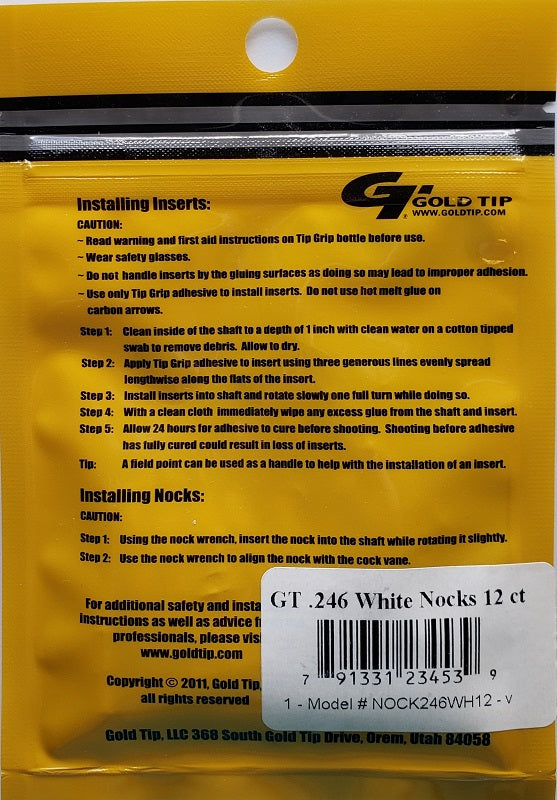 Gold Tip Premium Arrow Components NOCK246WH12