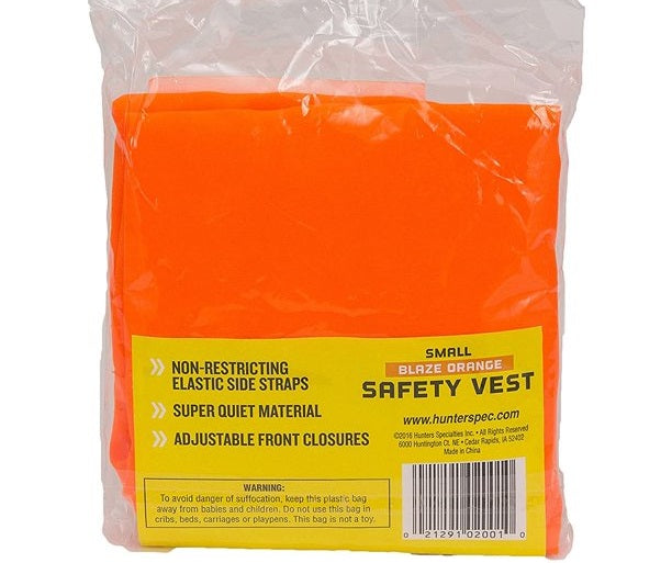 Hunter's Specialties Blaze Orange Safety Vest Small 02001