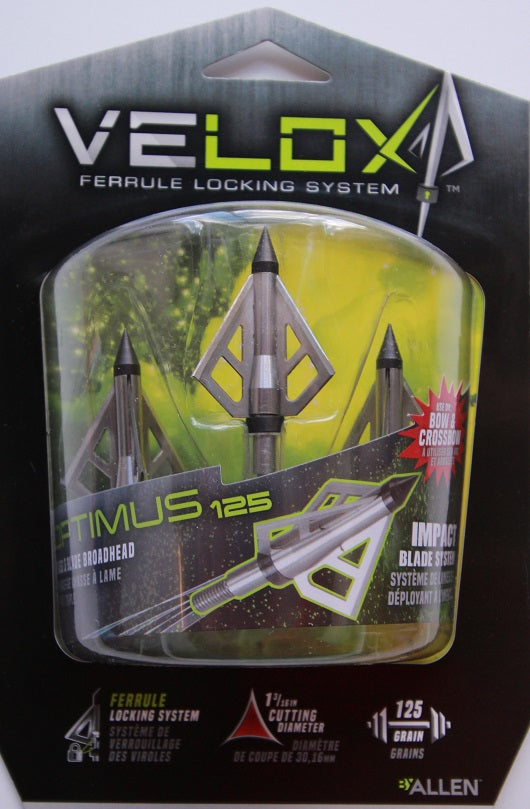 Allen Velox Optimus 125 Fixed 3 Blade Broadhead 14625
