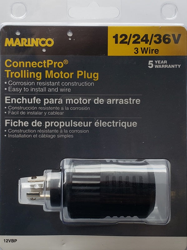 Marinco 12/24/36V 3 Wire ConnectPro Trolling Motor Plug 12VBP