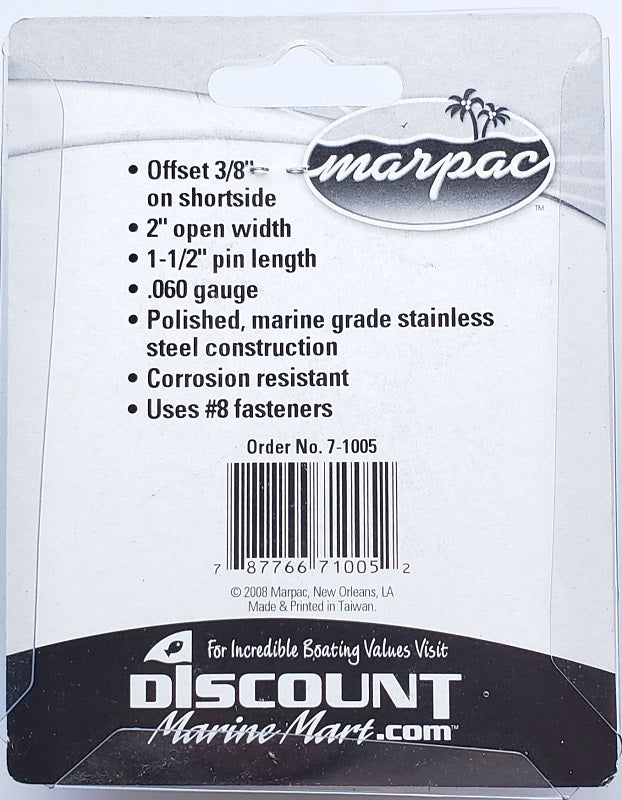 Marpac Stainless Steel 2" Offset Shortside Hinge 7-1005