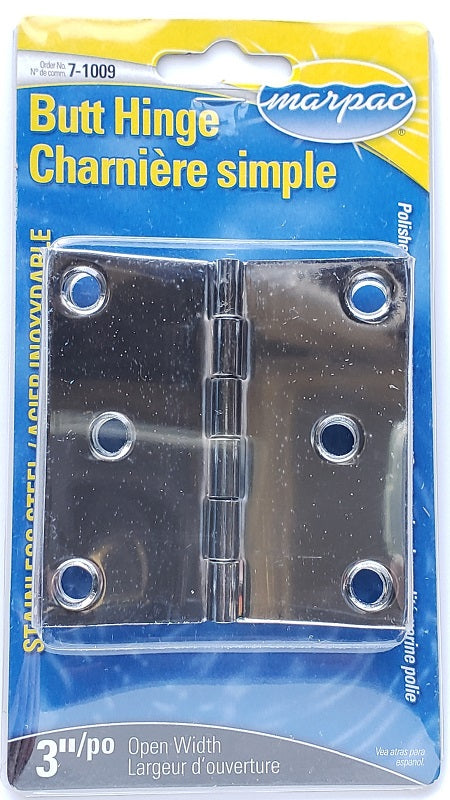 Marpac Stainless Steel 3"x 3" Butt Hinge 7-1009