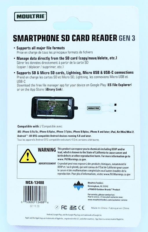 Moultrie Smartphone SD Card Reader Gen 3 MCA-13488