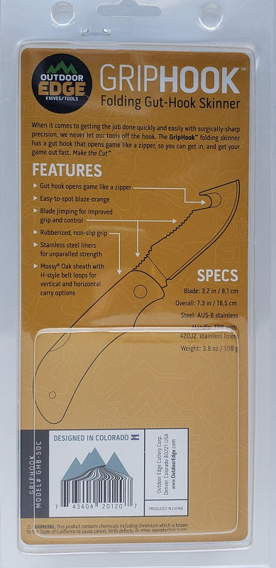 Outdoor Edge Grip Hook Blaze Folding Knife GHB-50C