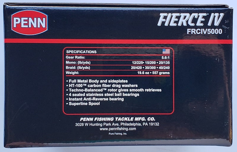 blue penn fishing pole Penn FRCIV5000 Fierce IV Spinning Reel