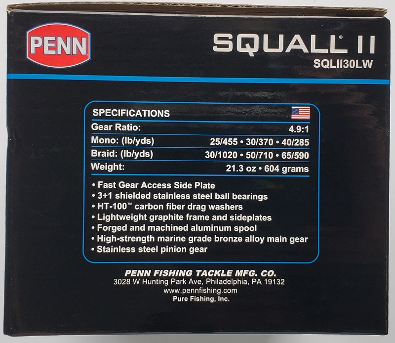 Penn Squall II Level Wind Reel SQLII30LWLC