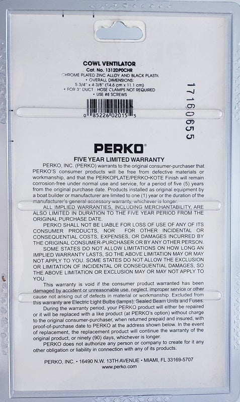 Perko Cowl Ventilator 1312DP0CHR