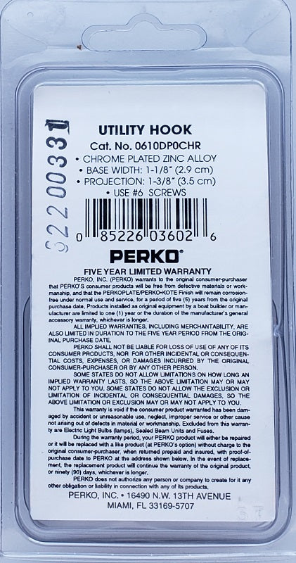 Perko Utility Hook 0610DP0CHR