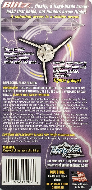 Rocky Mountain Premium Broadhead Blitz 100 GR Extra Blades