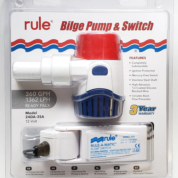 Rule 360GPH Bilge Pump and Switch 24DA-35A