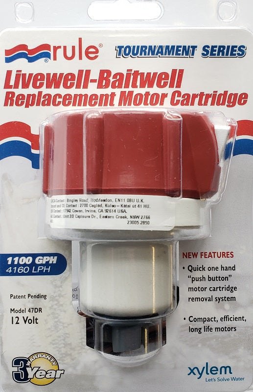 Rule Livewell Replacement Motor Cartridge 1100GPH Tournament Series 47DR