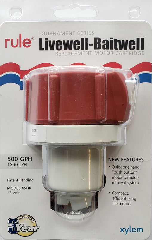 Rule Livewell Replacement Motor Cartridge 500GPH Tournament Series 45DR