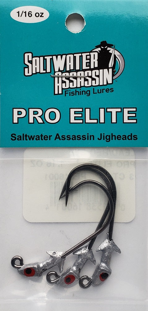 Saltwater Assassin Pro Elite Jigheads Lead Red Eye 1/16oz 3ct PEJ16001