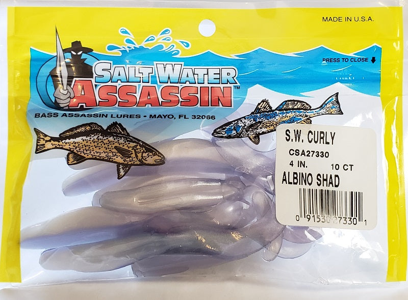 Bass Assassin Saltwater Curly Tail Shad Assassin 4 Albino Shad