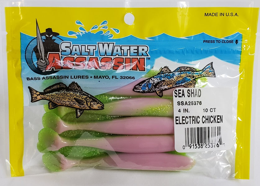 SaltWater Assassin Sea Shad Electric Chicken 4" 10pk SaltWater Assassin Sea Shad Electric Chicken 4" 10pk