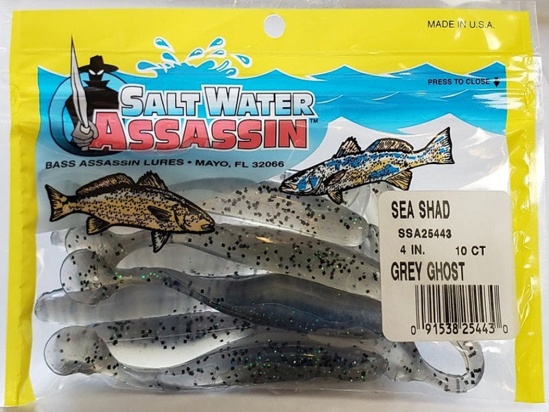 SaltWater Assassin Sea Shad Grey Ghost 4" 10pk