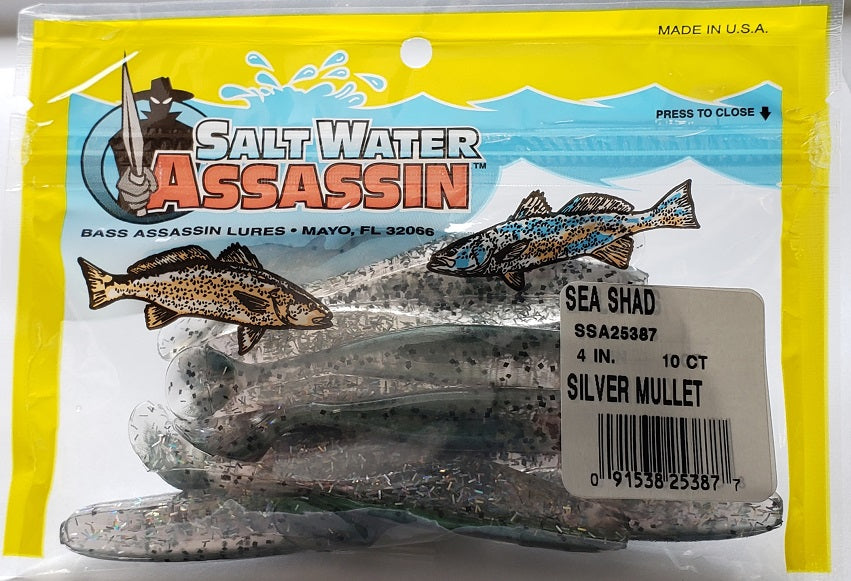 SaltWater Assassin Sea Shad Silver Mullet 4" 10pk SaltWater Assassin Sea Shad Silver Mullet 4" 10pk