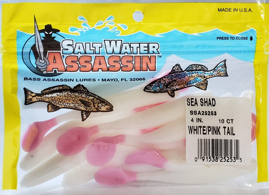 Bass Assassin 4 inch Sea Shad - White / Pink