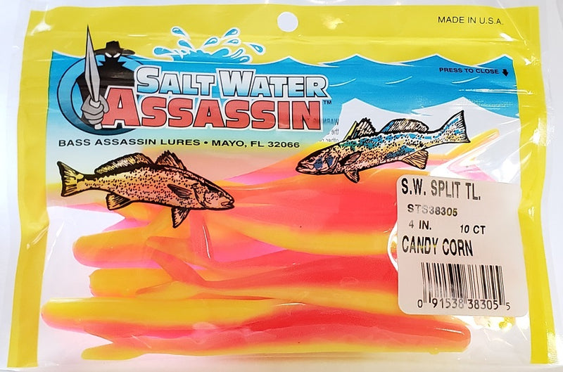 Bass Assassin Split Tail Shad Candy Corn STS38305