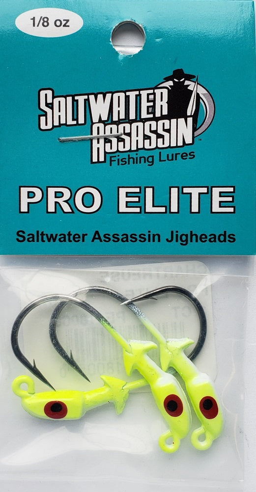 Saltwater Assassin Pro Elite Jigheads Chartreuse 1/8oz 3ct PEJ18005