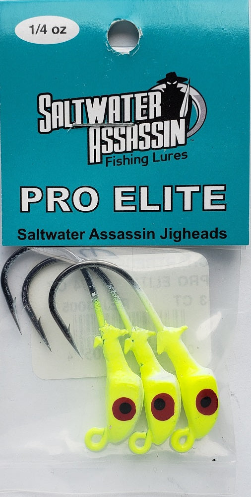 Saltwater Assassin Pro Elite Jigheads Chartreuse 1/4oz 3ct PEJ14005