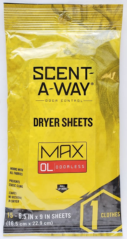 Scent-A-Way Max Dryer Sheets Odorless 07707