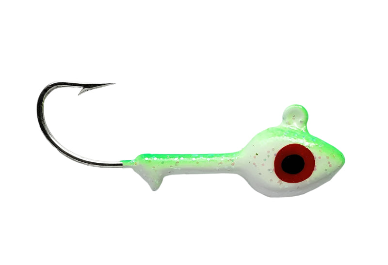 Sea Striker Got-Cha White/Lime Jig Heads 3/8oz 7pk HSWG38-112S