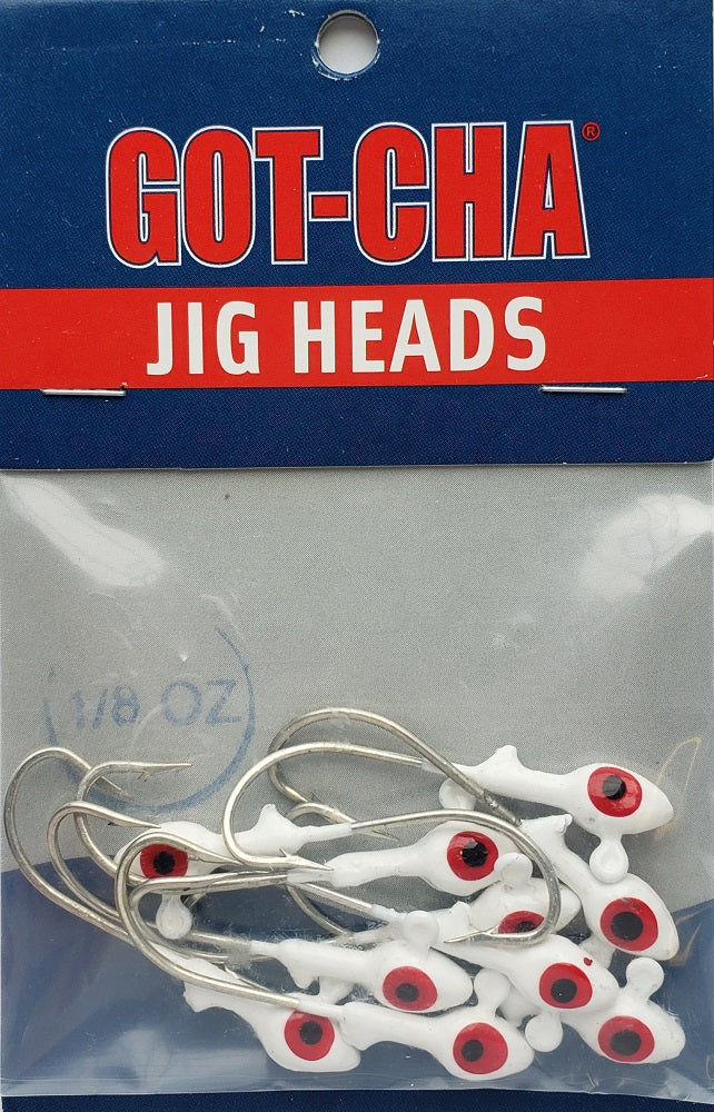 Sea Striker Got-Cha White Jig Heads 1/8oz 10pk HSWG18-1