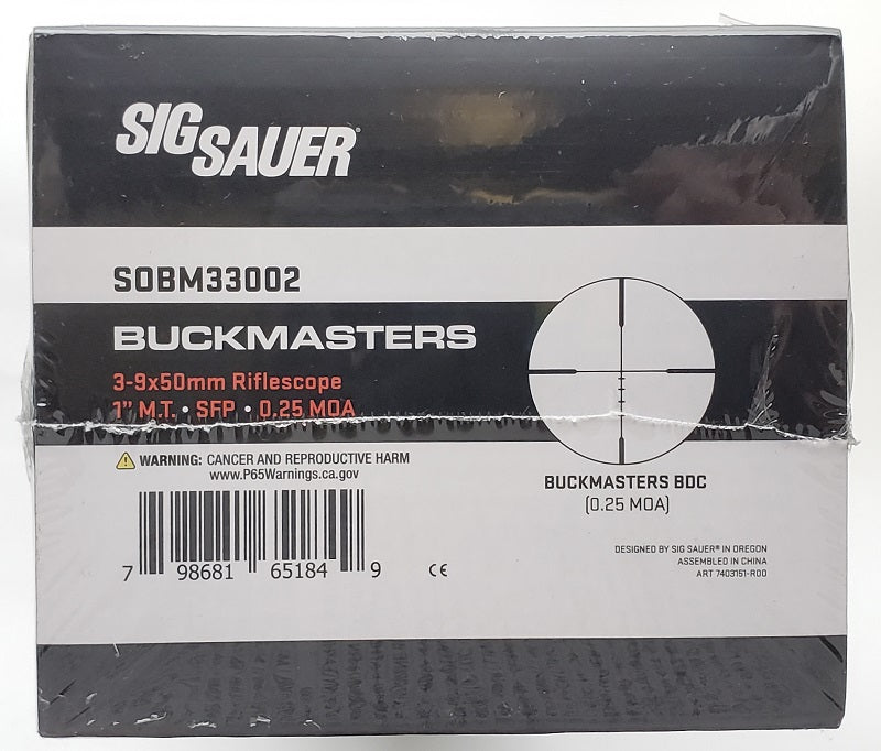 Sig Sauer Buckmasters 3-9x50mm BDC Riflescope SOBM33002