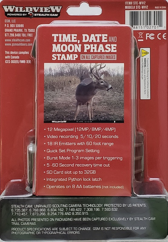 Stealth Cam Wildview WV12 Infrared Trail Camera STC-WV12