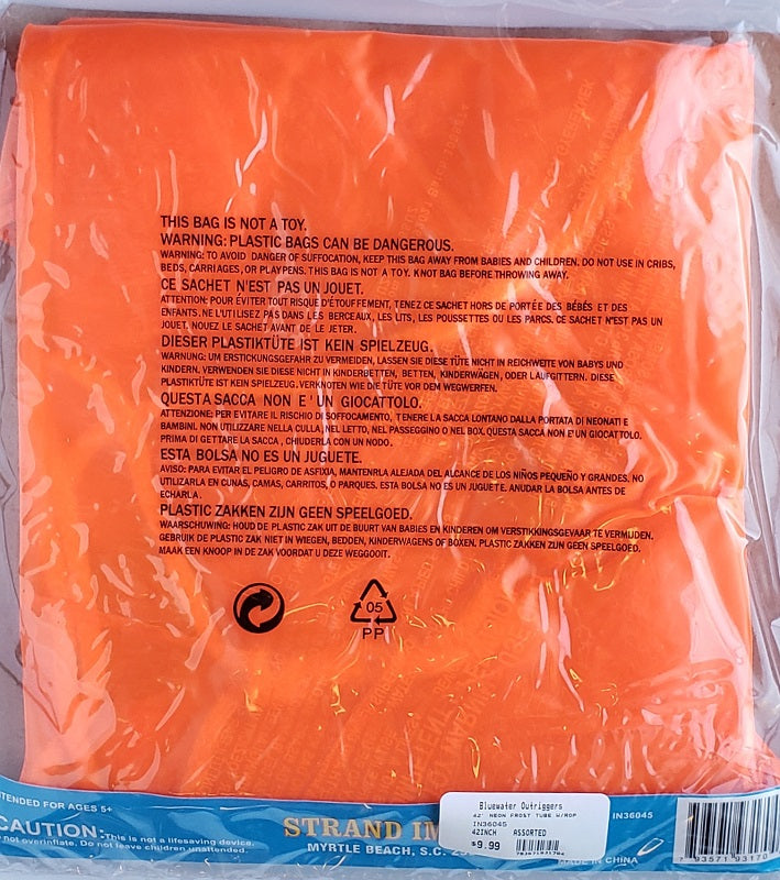 Strand 42" ORANGE Neon Frost Inflatable Tube w/ Rope IN36045