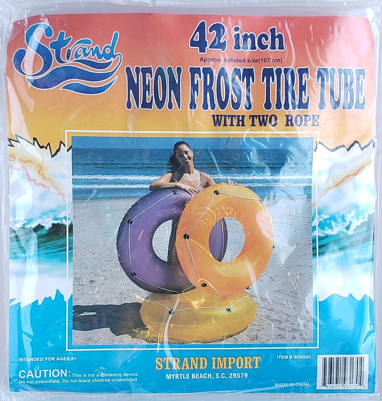 Strand 42" YELLOW Neon Frost Inflatable Tube w/ Rope IN36045