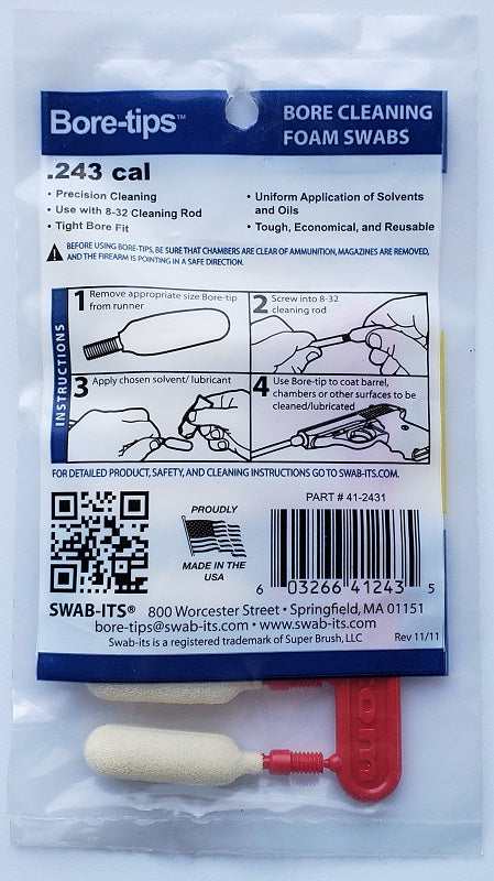 Swab-Its .243cal Barrel Cleaning Bore-tips® Swabs 41-2431