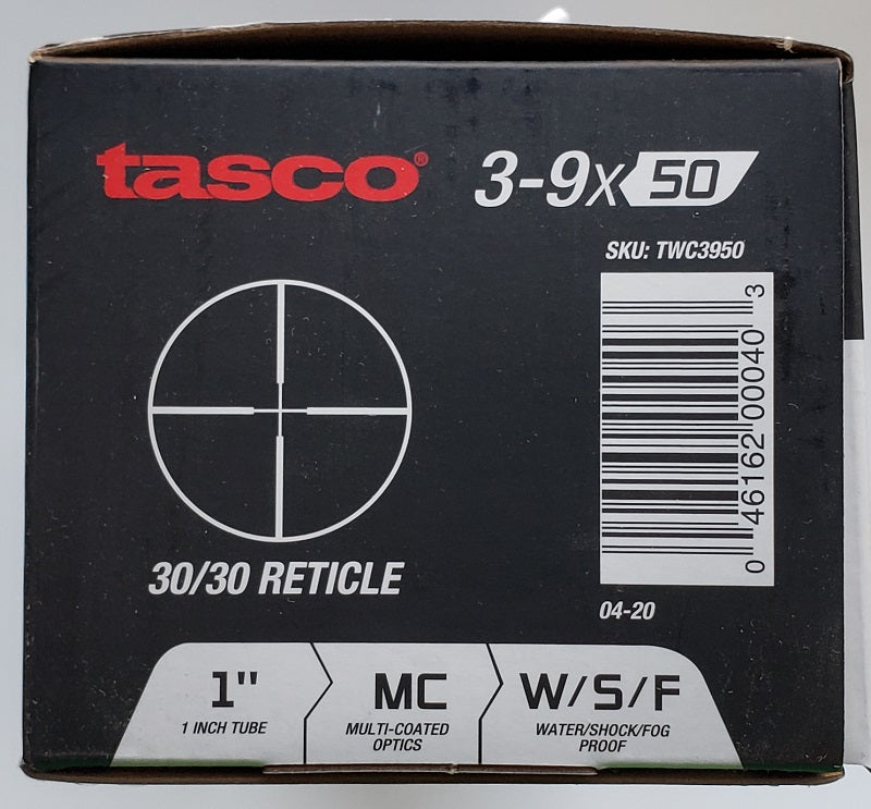 Tasco World Class 3-9x 50mm Rifle Scope w/ Weaver Style Rings TWC3950