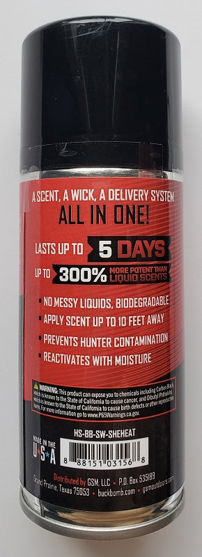The Buck Bomb Scent Web Foam Spray She Heat Doe in Estrus 5oz Aerosol