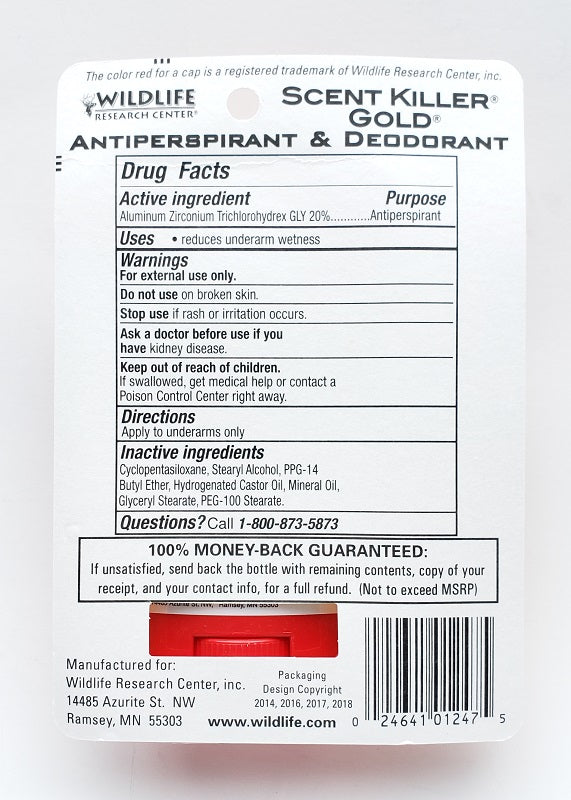 Wildlife Research Scent Killer Gold Antiperspirant & Deodorant 2.25oz 1247