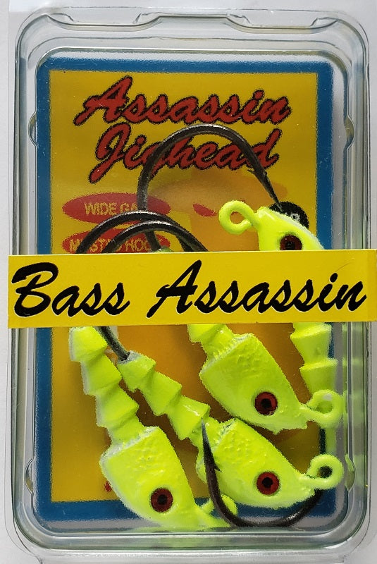 Bass Assassin Chartreuse Flash Jighead 1/8oz 4ct JA06005
