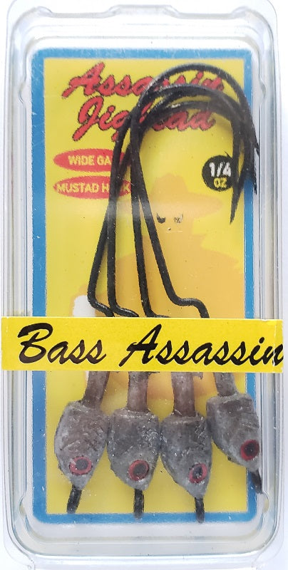 Bass Assassin Lead/Red Eye Long Shank Jighead 1/4oz 4ct JA57001