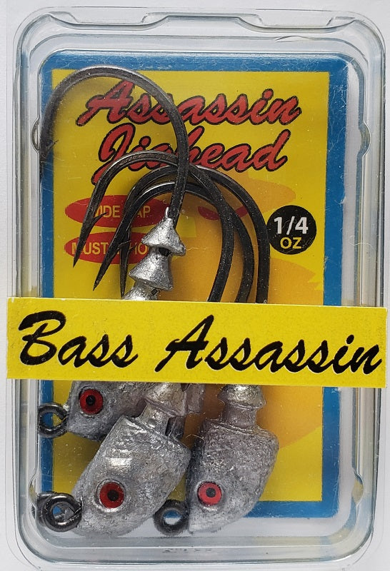 Bass Assassin Lead/Red Eye Jighead 1/4oz 4ct JA07001