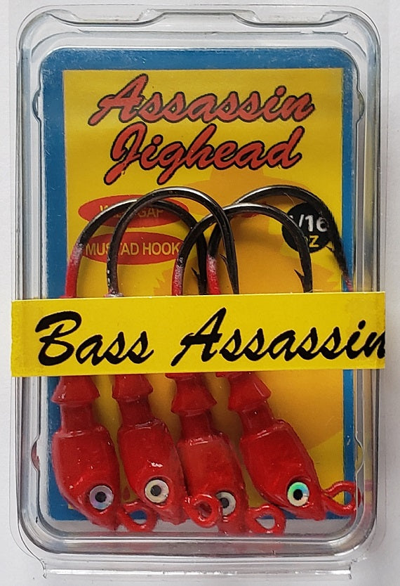 Bass Assassin Red Jighead 1/16oz 4ct JA05002