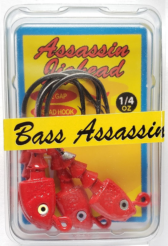 Bass Assassin Red Jighead 1/4oz 4ct JA07002