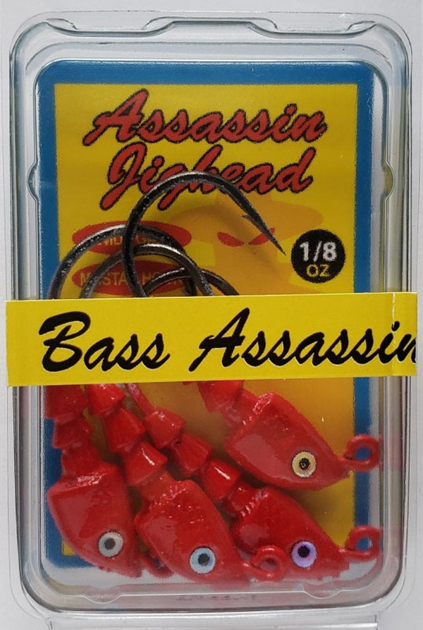 Bass Assassin Red Jighead 1/8oz 4ct JA06002