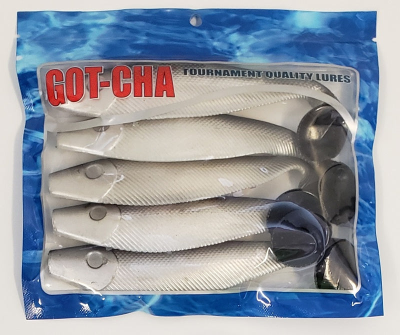 Got-Cha 6 Shad Body White Pearl/Black Back